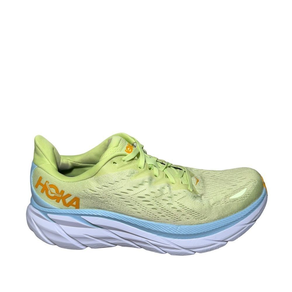 Men’s Hoka Clifton 8 Lime and Blue Athletic Shoes size 9.5 D